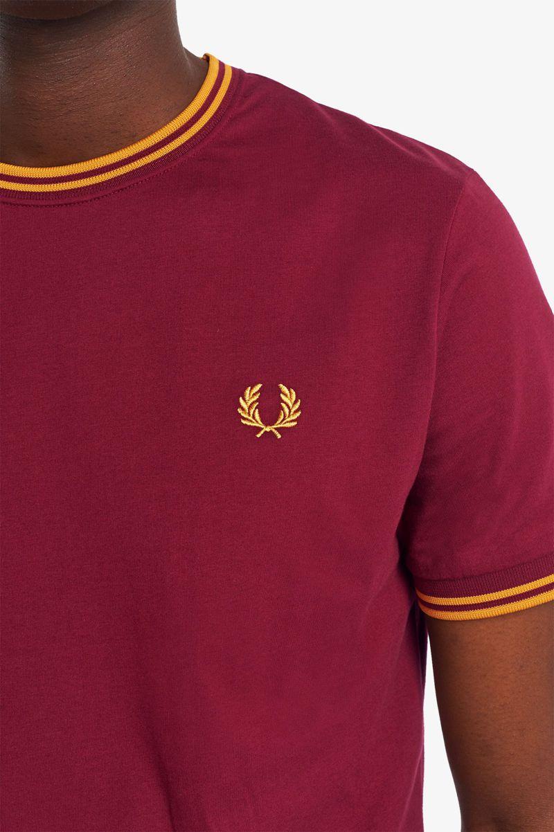 Red Fred Perry Twin Tipped Men's T Shirts | PH 1796NWYB